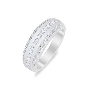 Half Eternity Wedding Band Ring Simulated Cubic Zirconia 925 Sterling Silver